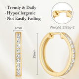 14K Gold Plated Cubic Zircon Hoop Earrings for Women