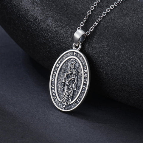 Sterling Silver St Anthony Francis Joseph Peregrine Raphael Sebastian Medal  Protection Pendant Necklace
