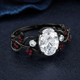 Sterling Silver 10K 14K 18K Gold Custom Engraved  Moissanite Gothic Ring for Women Halloween Gift
