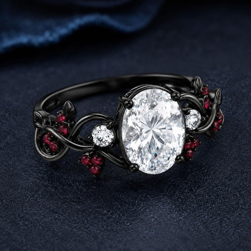 Sterling Silver 10K 14K 18K Gold Custom Engraved  Moissanite Gothic Ring for Women Halloween Gift