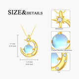 10K 14K 18K Yellow Gold Moonstone Moissanite Moon and Star Necklace Birthday Anniversary Jewelry Gift for Her