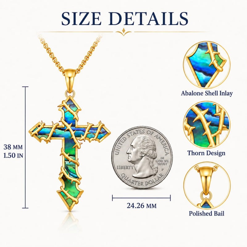 14K Gold Plated Cross Pendant Christian Necklace Baptism Religious Faith Jewelry