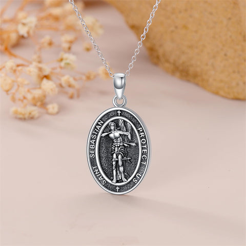 Sterling Silver Saint Christopher St Michael Saint Sebastian Amulet Pendant Necklace