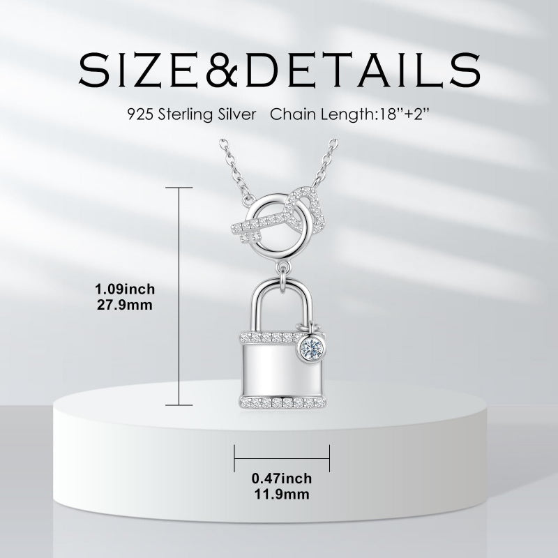 Sterling Silver Key Padlock Heart Key Lock Pendant Love Necklace Jewelry for Women Valentine's Day Birthday Gift