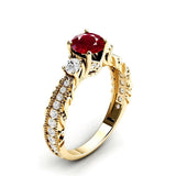 Sterling Silver 10K 14K 18K Personalized Engraved 1 Carat  Round Birthstone Engagement Ring