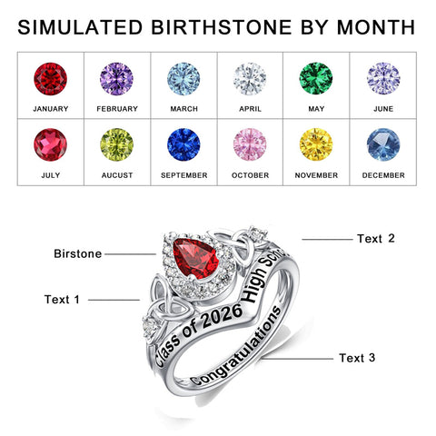 Sterling Silver 10K 14K 18K Gold Customizable Class Ring College Graduation Ring