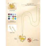14K Gold  Plated Double Birthstone Heart Sunflower Necklace for Women
