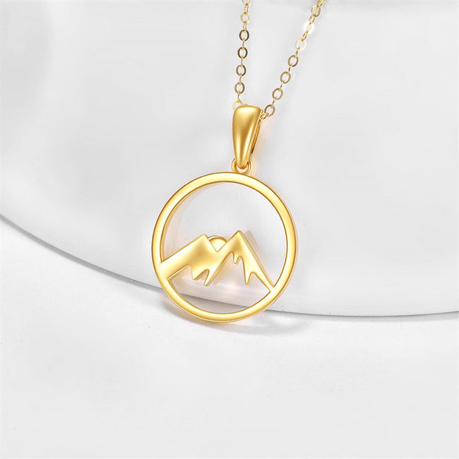 14K Gold Mountain Jewelry Pendant Solid Gold Gifts for Women Girls