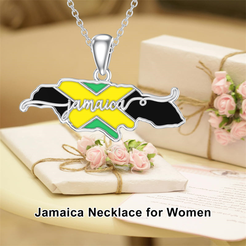 Sterling Silver Jamaica America Texas Africa Map Pendant Necklace Country Map Chain Jewelry Gifts