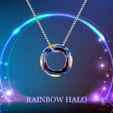 925 Sterling Silver Circle Necklace with Austrian Crystal, Jewelry for Women Teen Girls