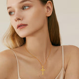 14K Gold Plated Cross Pendant Necklace Faith Jewelry Gift for Women