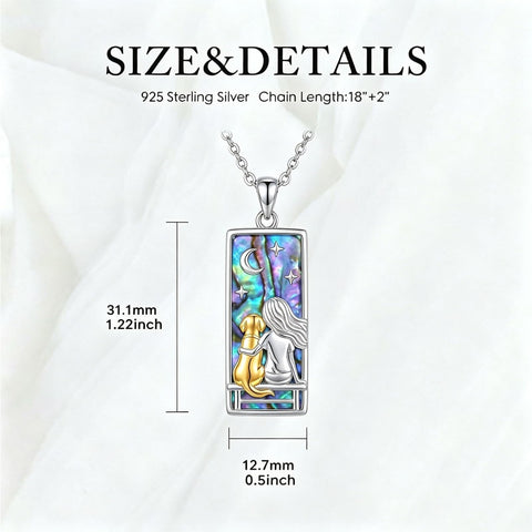 Sterling Silver Abalone Shell Tarot Card Pendant Necklace Gifts for Birthday Halloween Anniversary Valentine’s Day