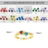 10K 14K 18K Gold Personalized 2 Birthstones Engraved Ring Mother's Day Gift