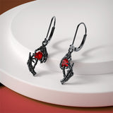 Sterling Silver Cubic Zircon Skull Leverback Earrings