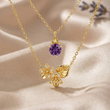 14K Gold Birthstone Birth Flower  Pendant Necklace Birthday Jewelry Gifts for Women