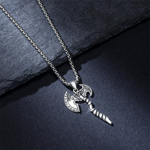 Sterling Silver Viking Axe Pendant Necklace for Men