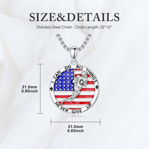 Sterling Silver American Flag Baseball  Basketball Boxing Football Golf Sports Pendant Necklace