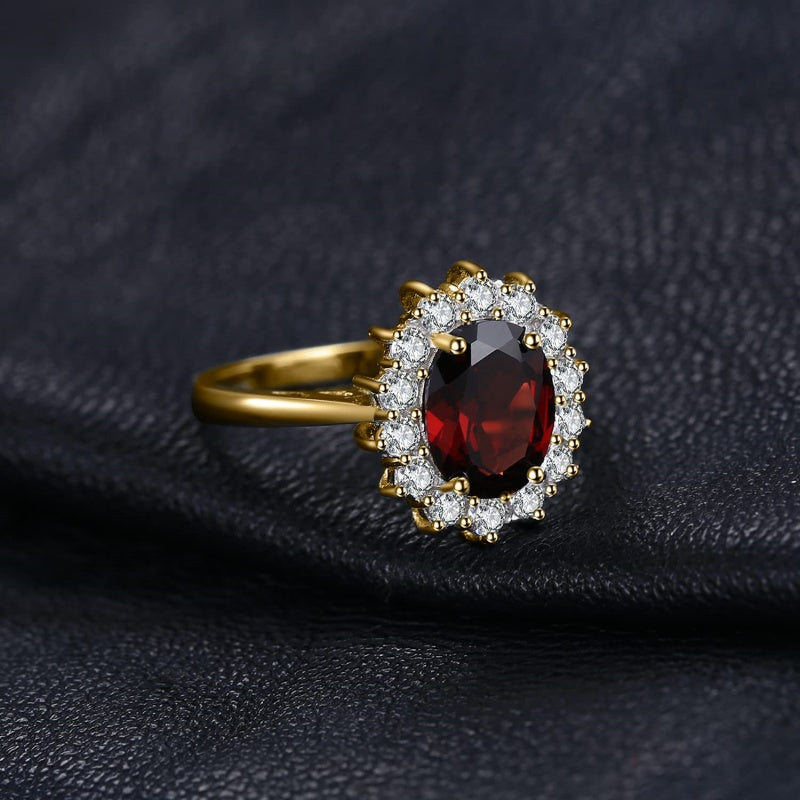 14K Yellow Gold Plated Birthstone Halo Engagement Rings for Women