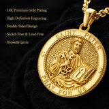 Patron Saint Medal Gold Plated Catholic Pendant Christian Religious Necklace Amulet Jewelry