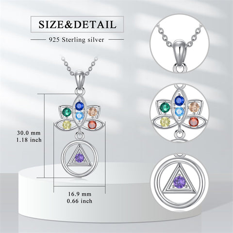 Sterling Silver  AA 7 Chakra Spiritual Pendant Necklace