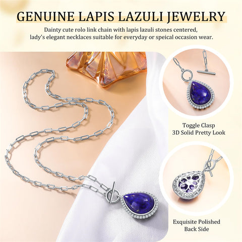 Sterling SilverTurquoise Red Coral Lapis Lazuli Malachite Paperclip Chain Necklace