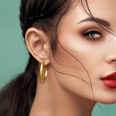 14K Gold Plated  Hoop Earrings for Women