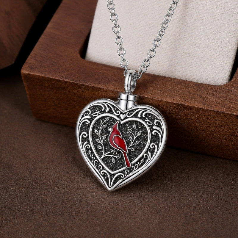 Sterling Silver Cross Hummingbird Cardinal  Rose Sunflower Urn  Necklace for Ashes Cremation Jewelry