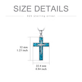 Sterling Silver Turquoise Abalone Shell Oxidation Cross Pendant Necklace