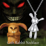 odoo Necklace Sterling Silver Witch Voodoo/Evil Bunny Pendant Gothic Jewelry Gifts for Women Girls