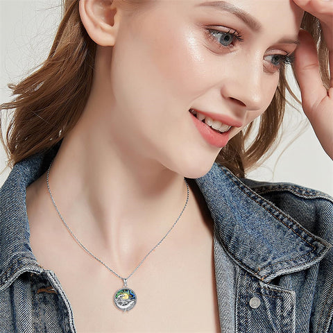 Sterling Silver Abalone Shell Whale Pendant Necklace