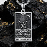 Sterling Silver Lovers Hierophant Magician Three of Swords Wheel of Fortune SkeletonTarot Card Pendant Necklace