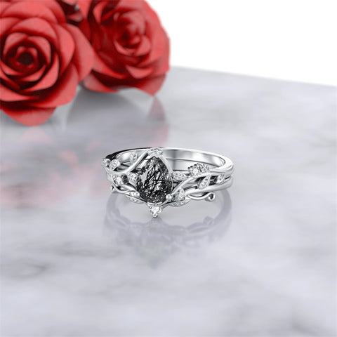 Sterling Silver Pear Oval Kite Heart Hexagon Emerald Coffin Cut Gemstone Engagement Promise Ring Set