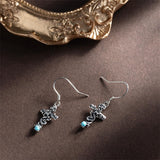 Sterling Silver Turquoise Flower Cross Dangle Earrings