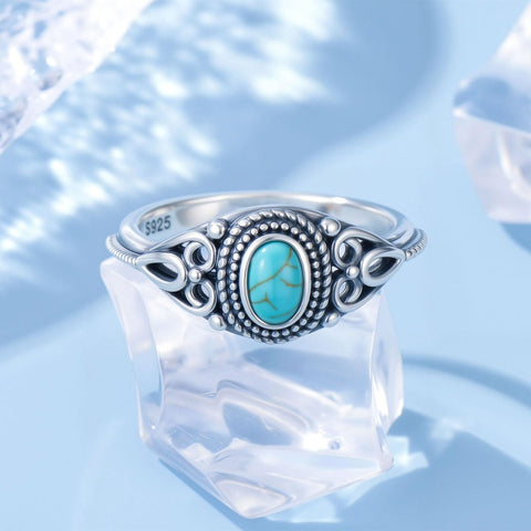 14K Gold Plated Turquoise Ring Western Jewelry Anniversary Birthday Gift for Women