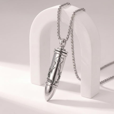 Sterling Silver Animal Angel Wings Pet Jesus Bullet Urn Necklaces for Ashes for Men
