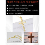 14K Gold Plated Cross Pendant Necklace for Women