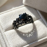 Sterling Silver 10K  14K  18K Gold 1CT-4CT Black Onyx Engagement Ring Gothic Wedding Promise Ring