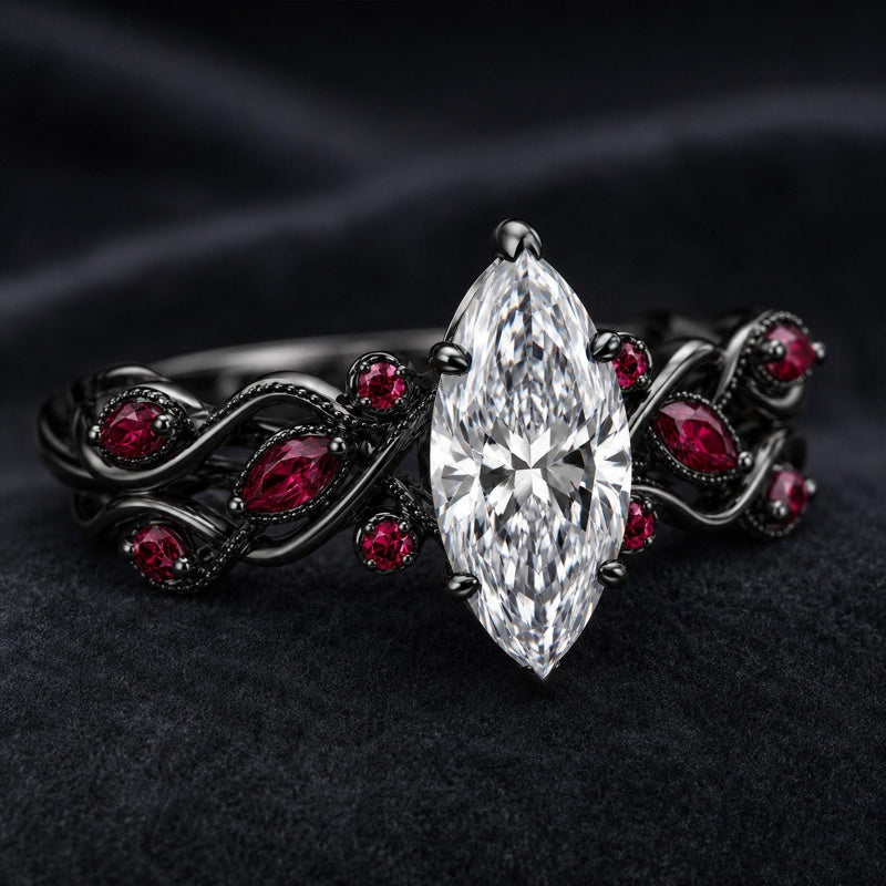 Sterling Silver 10K 14K 18K Gold Custom Engraved  Moissanite Gothic Ring for Women Halloween Gift
