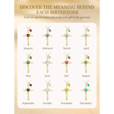 14K Gold Plated Birthstone Rose Cross Necklace for Women Faith Jewelry Gift