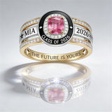 Sterling Silver Personalized Birthstone Class Ring Graduation Gifts for Women
