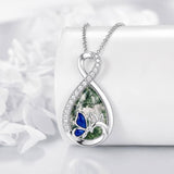 Sterling Silver Teardrop Gemstone Rose Butterfly Infinity Heart Necklace for Women