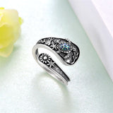 Sterling Silver Adjustable Dragon Moth Octopus Shark Stingray Sea Turtle Spoon Ring