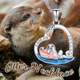 Sterling Silver Raccoon Dolphin Sea Otter Wolf Sloth Mother Daughter Pendant Necklace