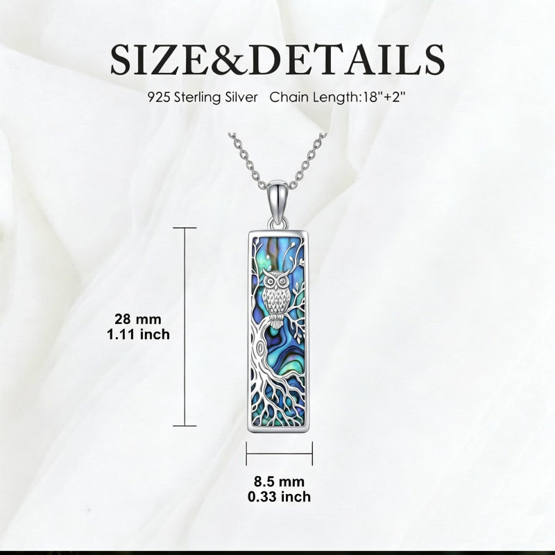 Sterling Silver Abalone Shell Bar Cardinal Bee Butterfly Hummingbird Dragonfly Phoenix Pendant Necklace for Women