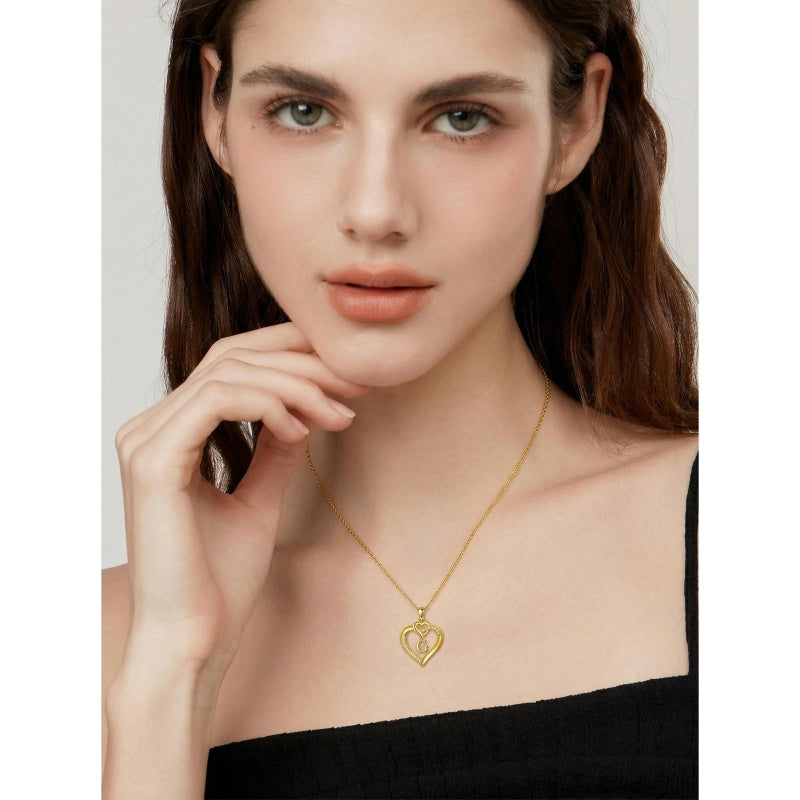 Heart Initial A-Z Pendant Necklace for 14K Gold Plated Women Initials Jewelry Gifts