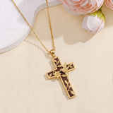14K Gold Plated Wooden Pendant Necklace Beliefs jewelry