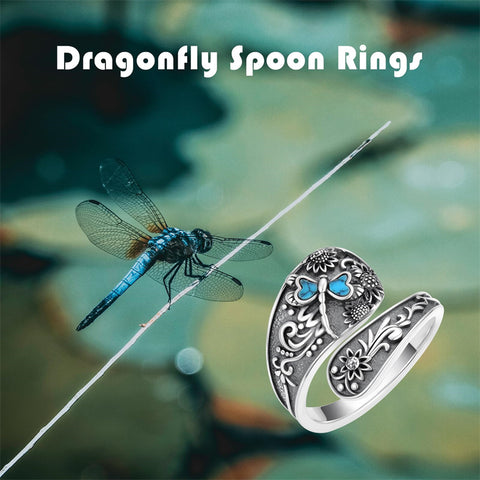 Sterling Silver Hummingbird Butterfly Dragonfly Bee Adjustable Spoon Rings