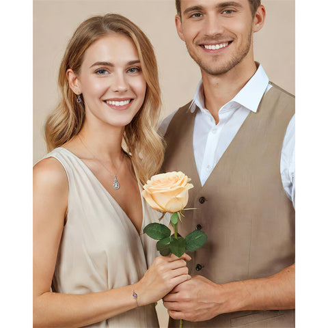 Sterling Silver Teardrop Birthstone Infinity Love Necklace for Women