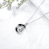 Gothic Jewelry Bat/Cat/Wolf/Spider Pendant Sterling Silver Crescent Moon Necklace for Women Girls Black Jewelry Gifts