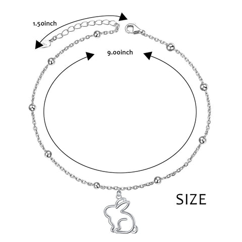 Sterling Silver Cat Birthstone Single Layer Anklet